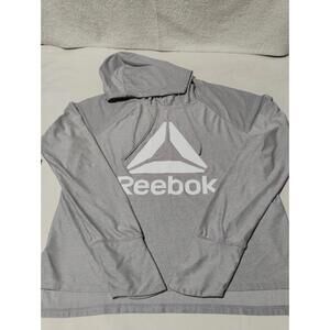 Reebok Gray Pullover Hooded Long Sleeve Shirt With Thumbholes Womens Small